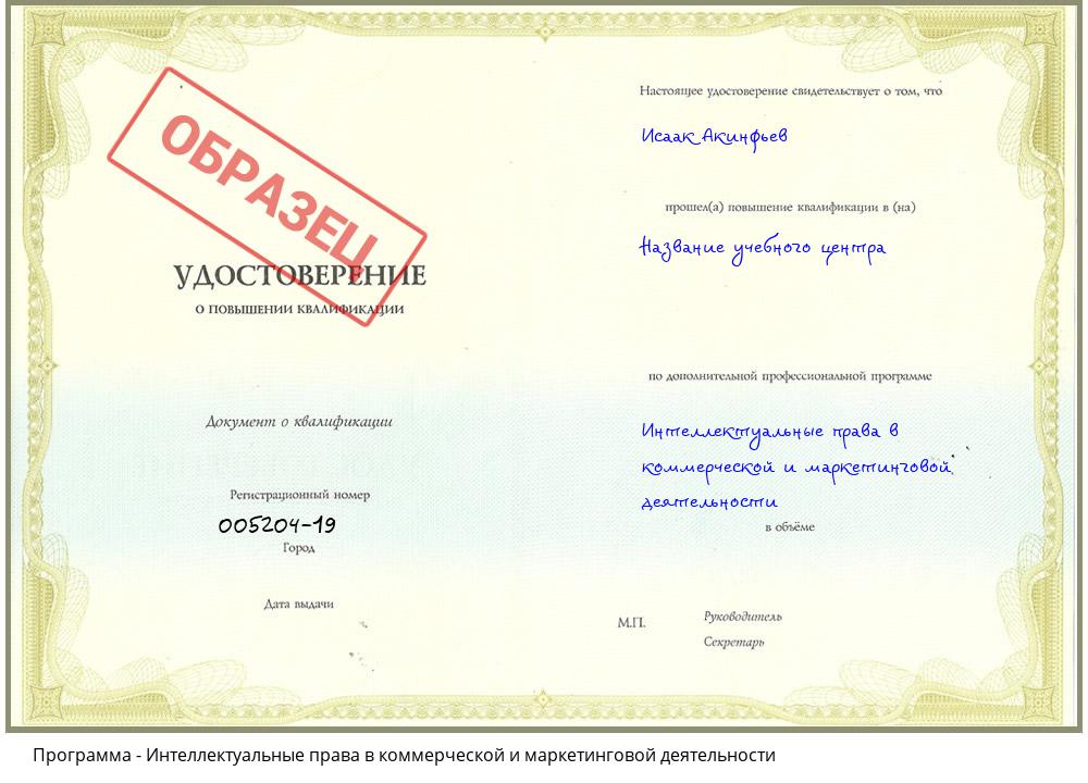 Интеллектуальные права в коммерческой и маркетинговой деятельности Обнинск