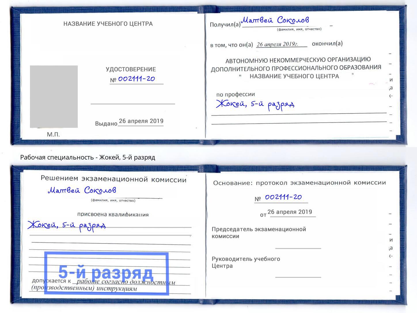 корочка 5-й разряд Жокей Обнинск