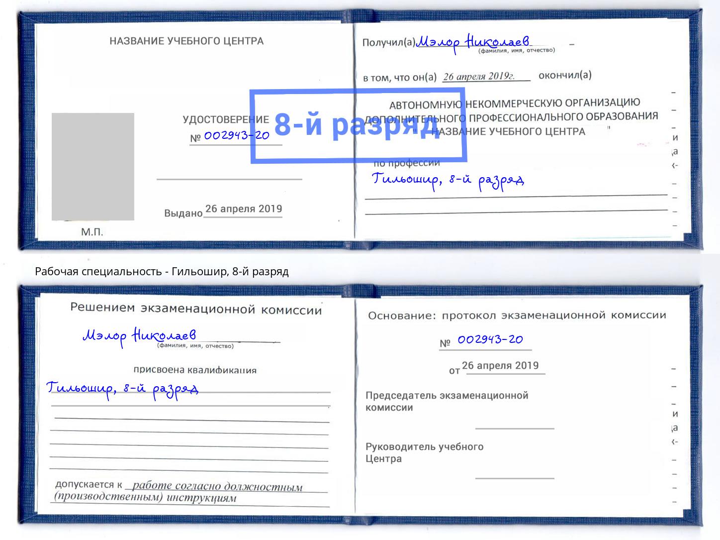корочка 8-й разряд Гильошир Обнинск